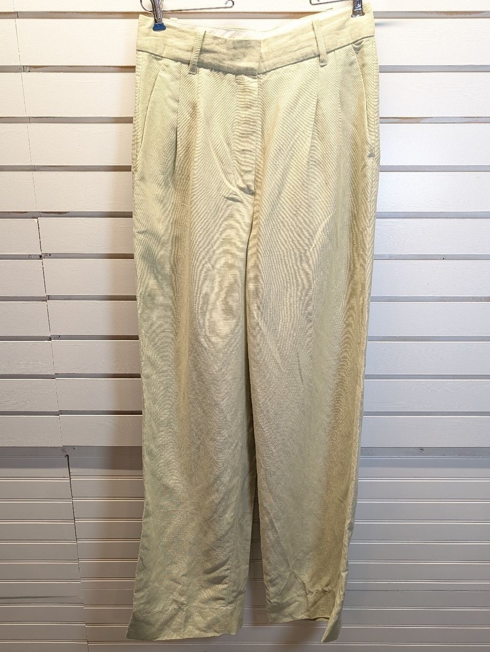 Aritzia Wilfred Effortless Linen Blend High Rise Pleated Pants Women 8 Sage NWOT